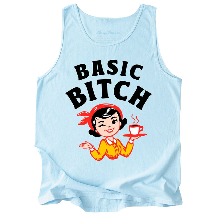 Basic Bitch Comfort Colors Graphic Tank Top - Chambray