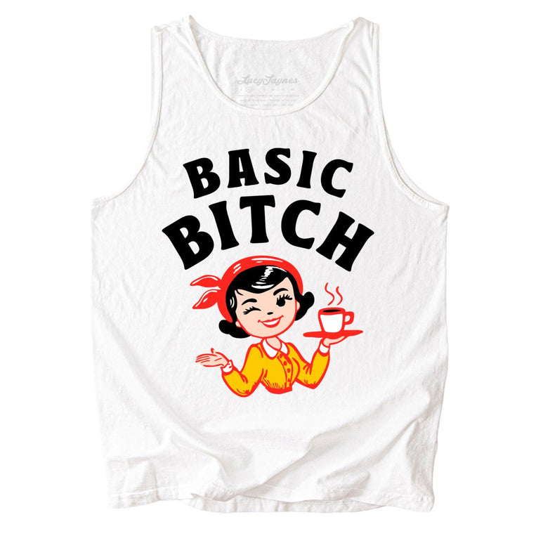 Basic Bitch Comfort Colors Graphic Tank Top - White