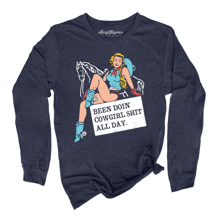 Been Doin' Cowgirl Shit All Day - Heather Navy - Full Front