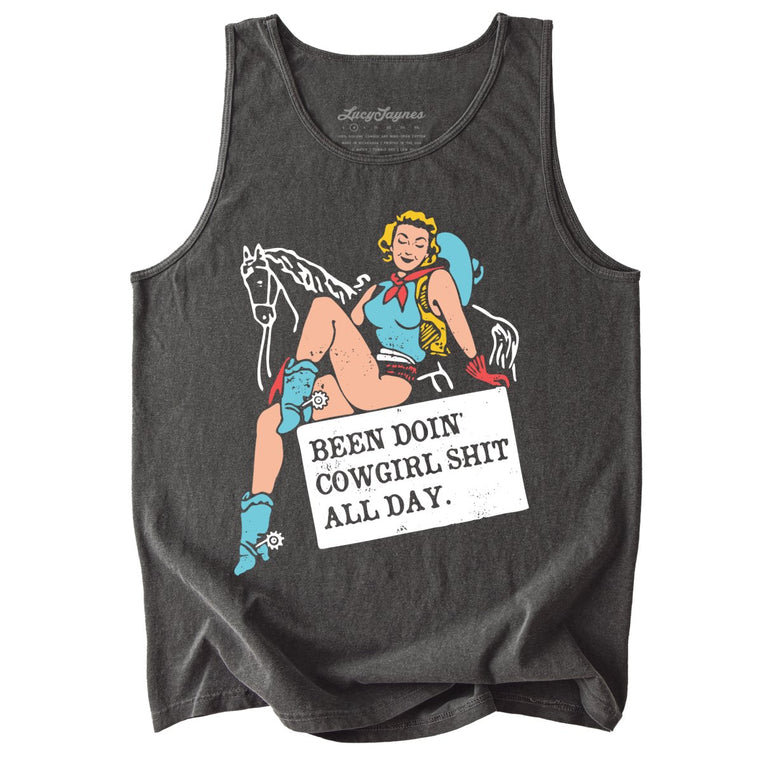 Been Doin' Cowgirl Shit All Day Comfort Colors Graphic Tank Top - Pepper