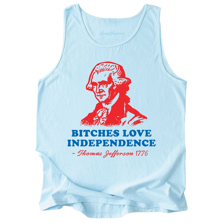 Bitches Love Independence Comfort Colors Graphic Tank Top - Chambray