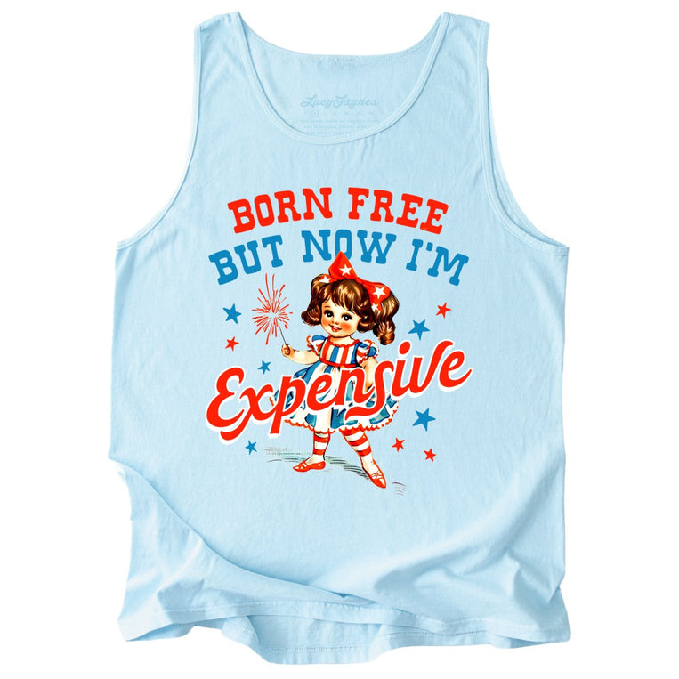 Born Free But Now I'm Expensive Comfort Colors Graphic Tank Top - Chambray