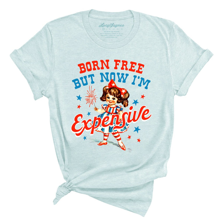 Born Free But Now I'm Expensive - Heather Ice Blue - Full Front
