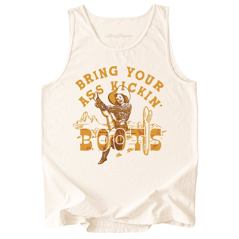 Bring Your Ass Kickin' Boots Comfort Colors Graphic Tank Top - Ivory