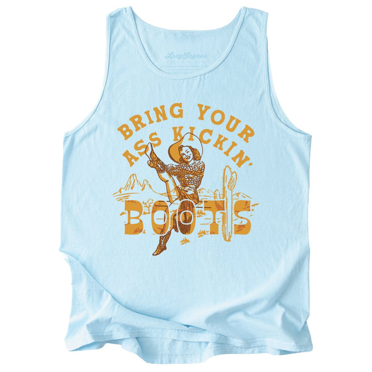 Bring Your Ass Kickin' Boots Comfort Colors Graphic Tank Top - Chambray
