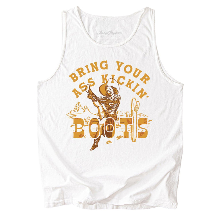 Bring Your Ass Kickin' Boots Comfort Colors Graphic Tank Top - White