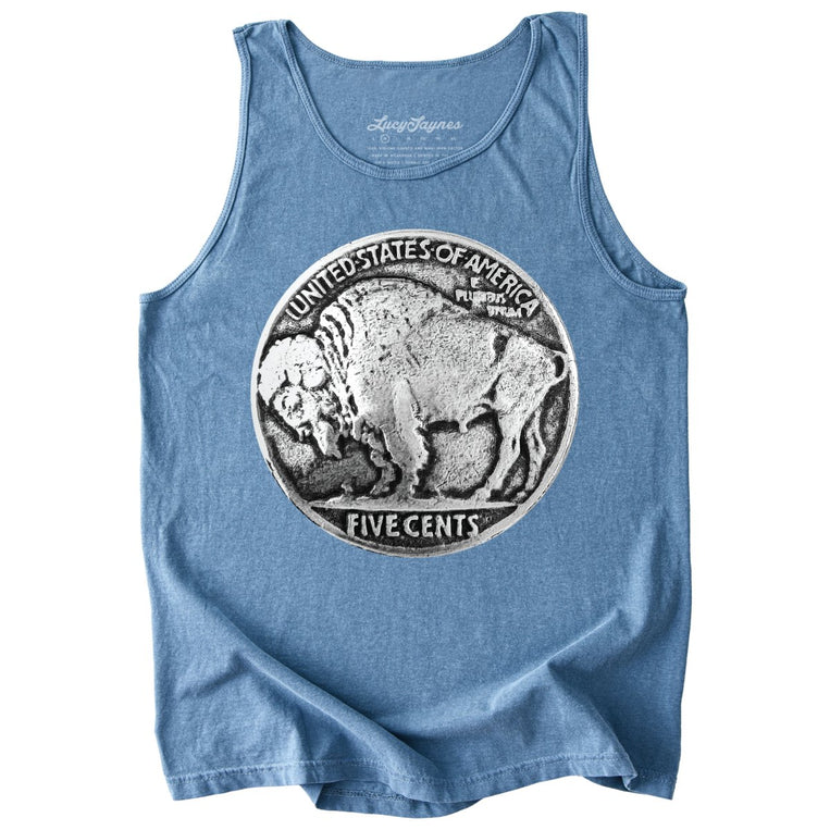 Buffalo Nickel Comfort Colors Graphic Tank Top - Blue Jean