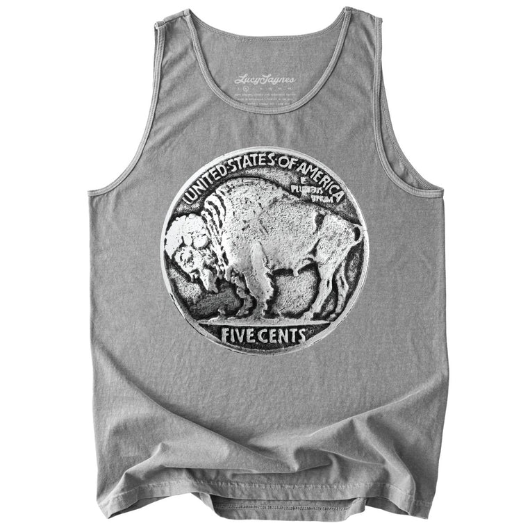 Buffalo Nickel Comfort Colors Graphic Tank Top - Grey