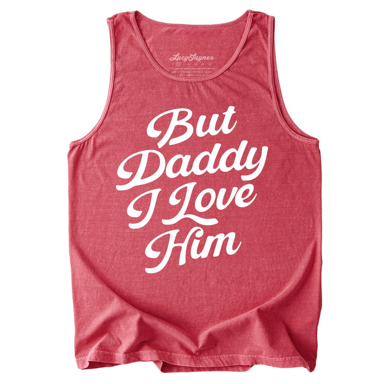 But Daddy I Love Him Comfort Colors Graphic Tank Top - Crimson