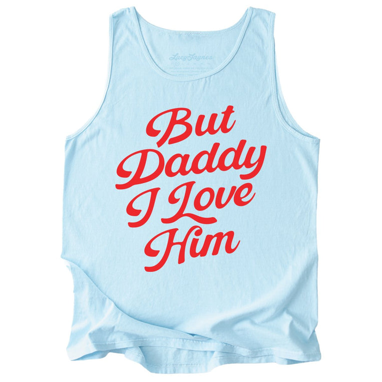 But Daddy I Love Him Comfort Colors Graphic Tank Top - Chambray