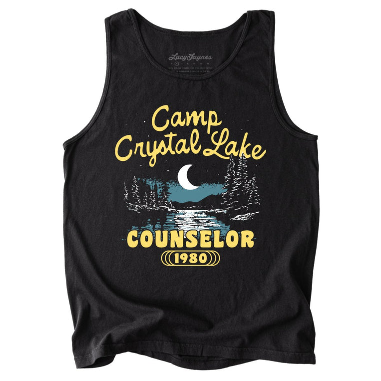 Camp Crystal Lake Counselor Comfort Colors Graphic Tank Top - Black