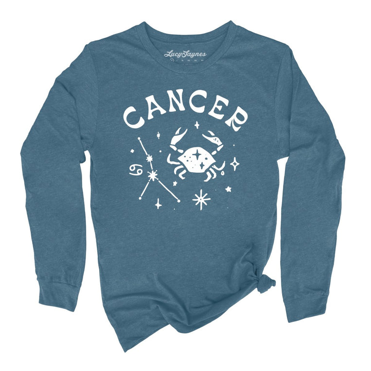 Cancer - Heather Deep Teal - Unisex Long Sleeve T-Shirt