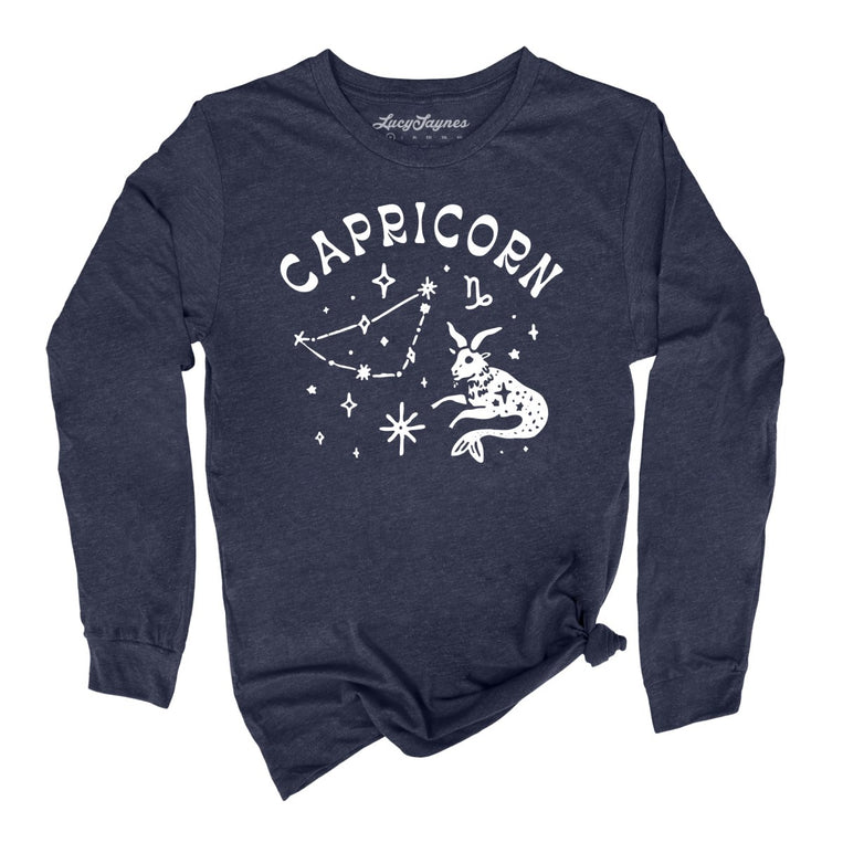 Capricorn - Heather Navy - Unisex Long Sleeve T-Shirt
