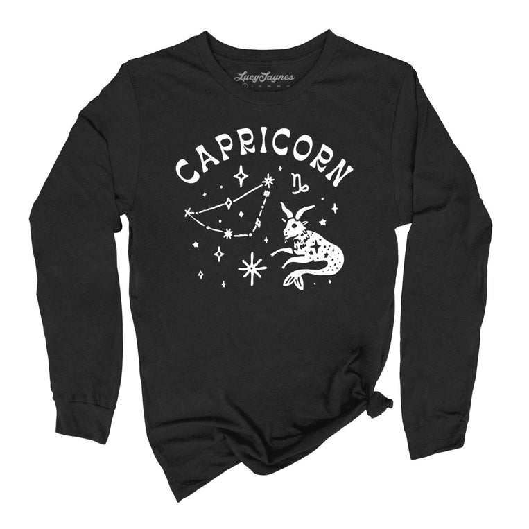 Capricorn - Black - Unisex Long Sleeve T-Shirt