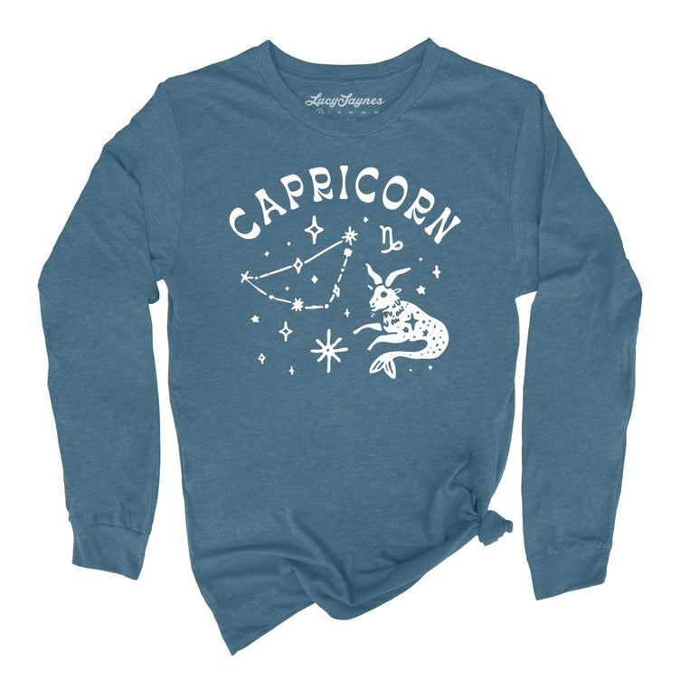 Capricorn - Heather Deep Teal - Unisex Long Sleeve T-Shirt