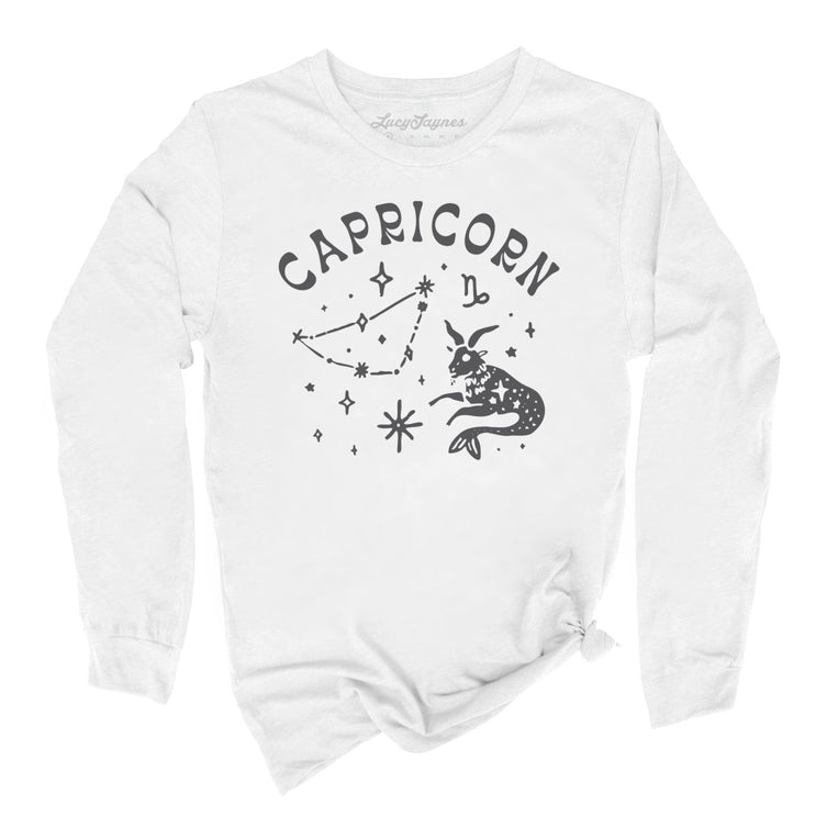 Capricorn - White - Unisex Long Sleeve T-Shirt