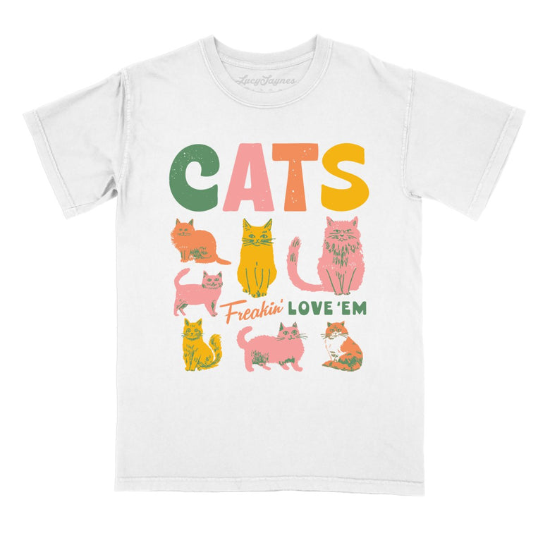 Cats Freakin' Love 'Em - White - Comfort Colors Tee
