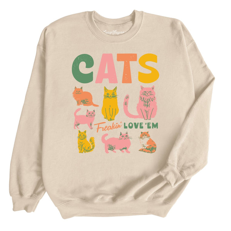 Cats Freakin' Love 'Em - Sand - Unisex Sweatshirt