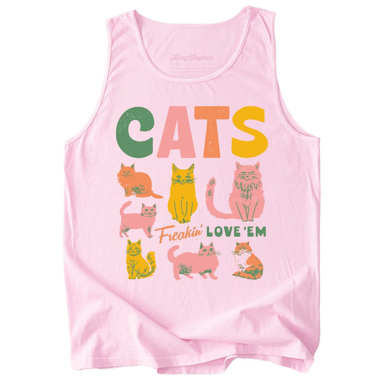 Cats Freakin' Love 'Em Comfort Colors Graphic Tank Top - Blossom