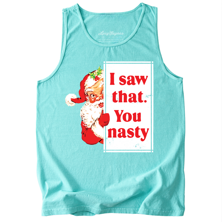 I Saw That You Nasty Comfort Colors Graphic Tank Top - Chalky Mint
