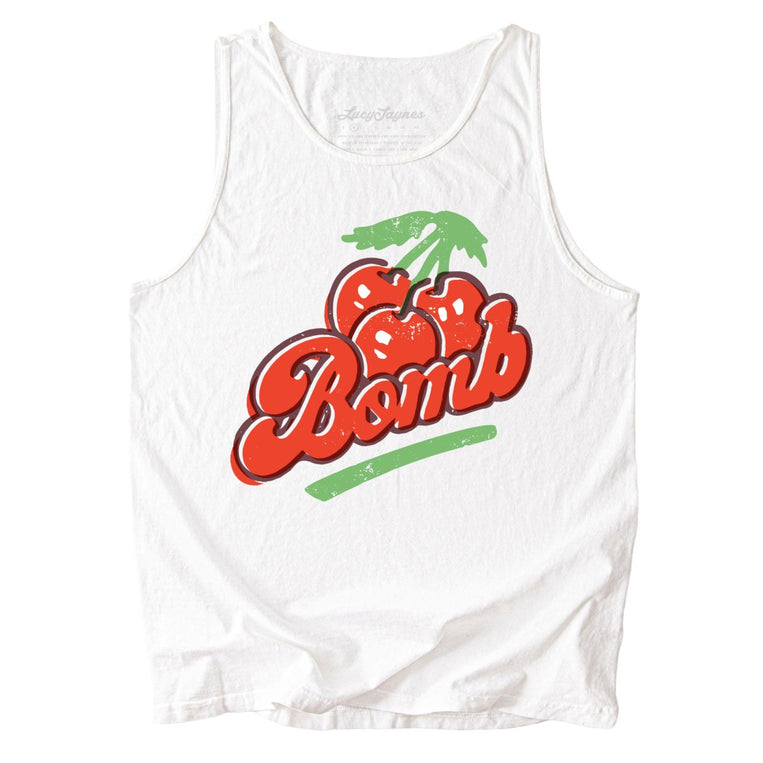 Cherry Bomb Comfort Colors Graphic Tank Top - White