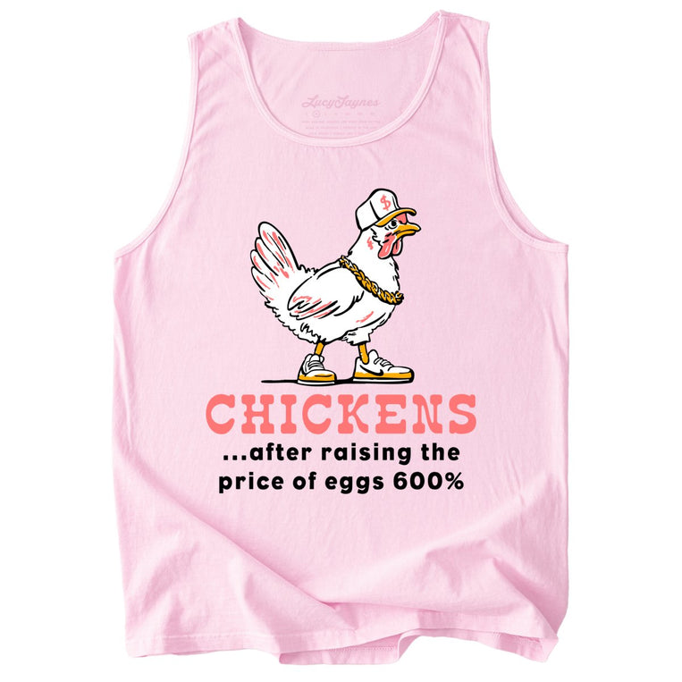 Chickens After Raising The Price of Eggs Comfort Colors Graphic Tank Top - Blossom