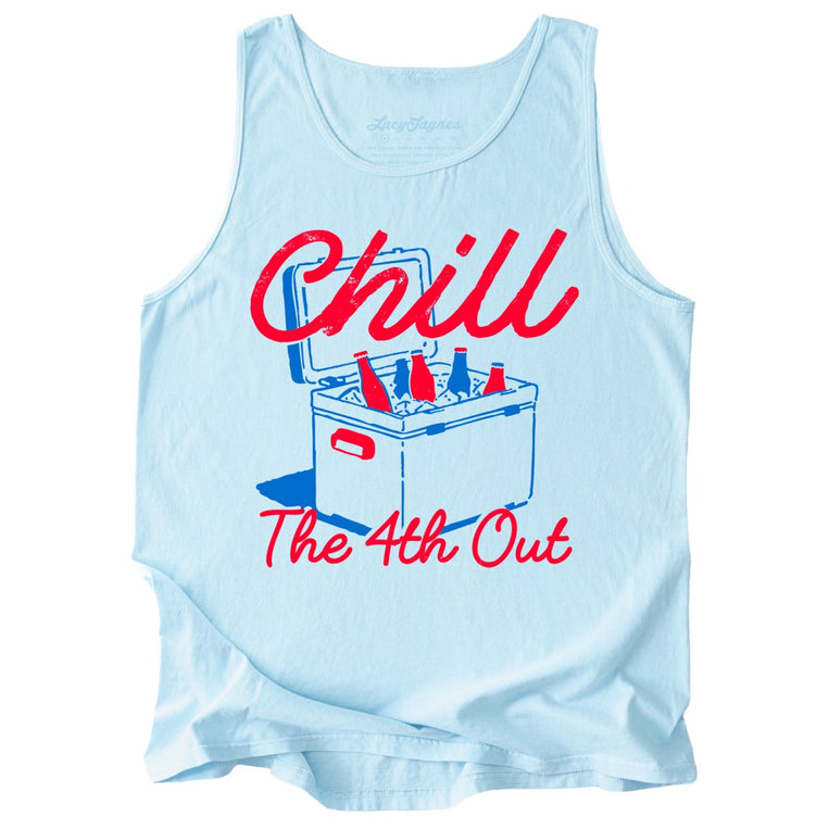 Chill The 4th Out Comfort Colors Graphic Tank Top - Chambray