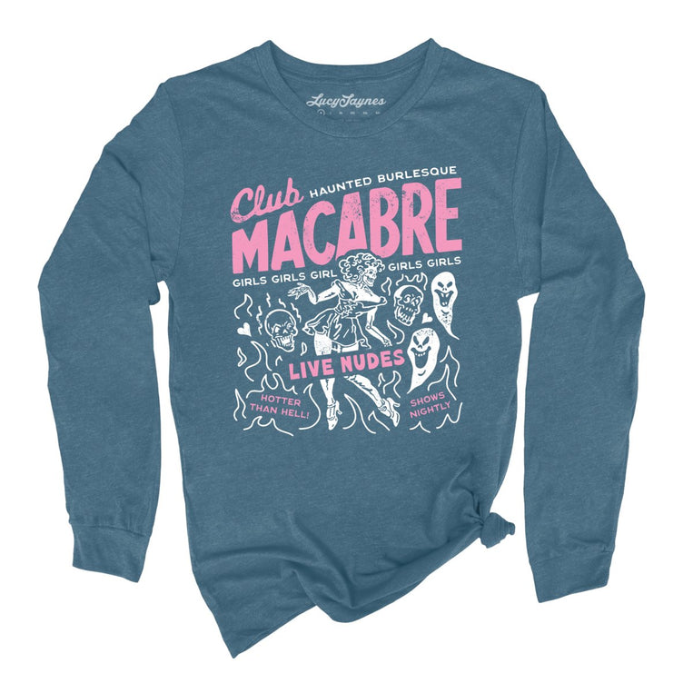 Club Macabre - Heather Deep Teal - Unisex Long Sleeve T-Shirt