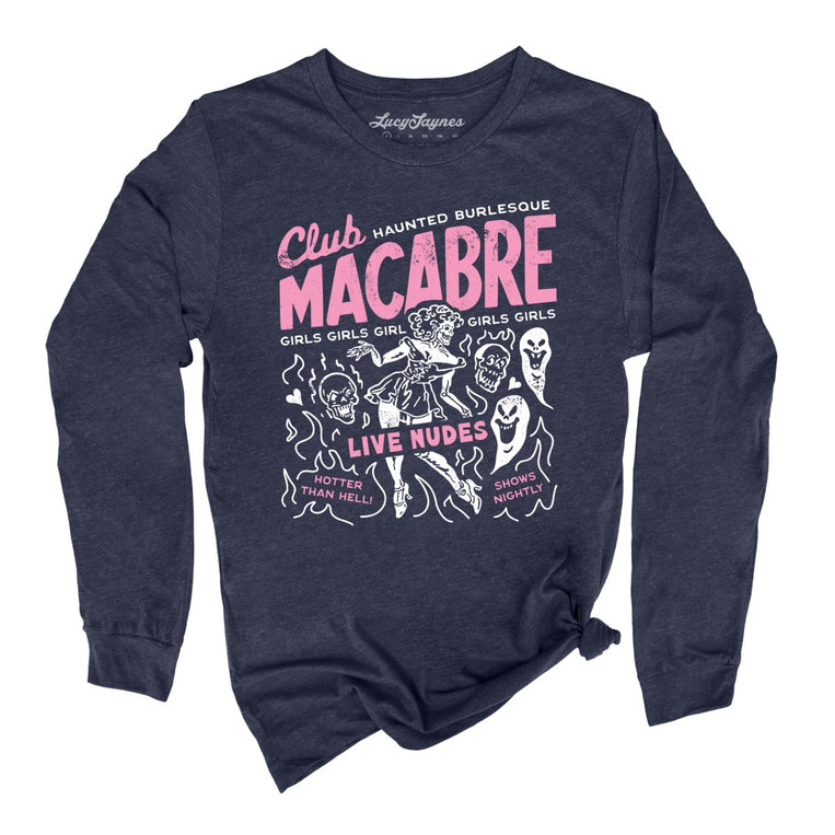 Club Macabre - Heather Navy - Unisex Long Sleeve T-Shirt