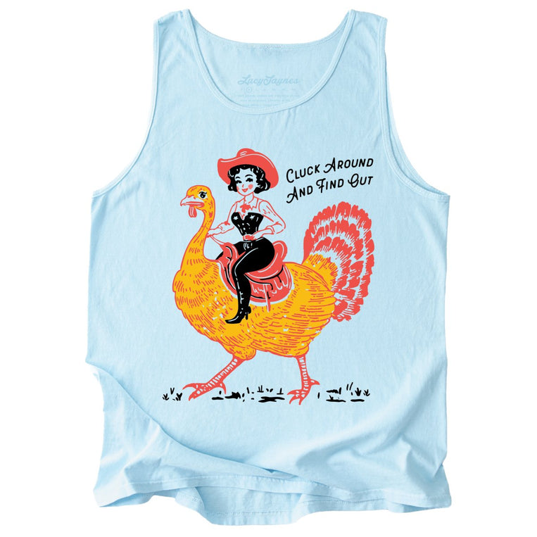 Cluck Around & Find Out Comfort Colors Graphic Tank Top - Chambray