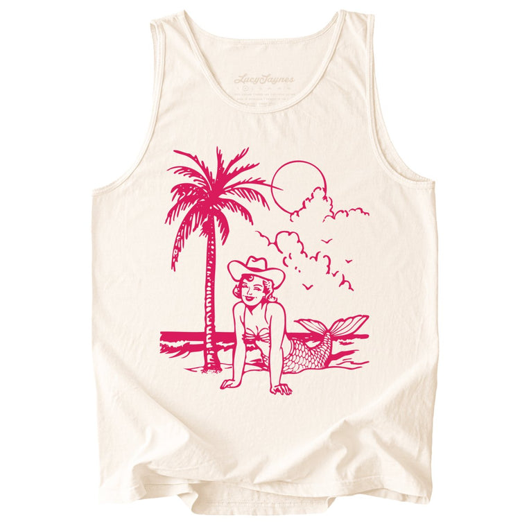 Coastal Cowgirl Comfort Colors Graphic Tank Top - Ivory