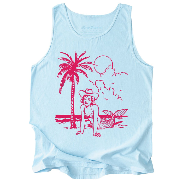 Coastal Cowgirl Comfort Colors Graphic Tank Top - Chambray