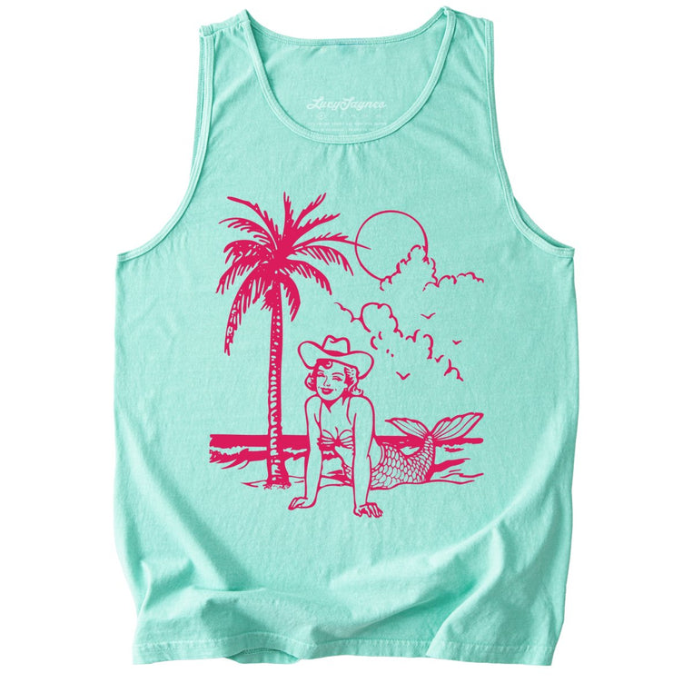 Coastal Cowgirl Comfort Colors Graphic Tank Top - Island Reef