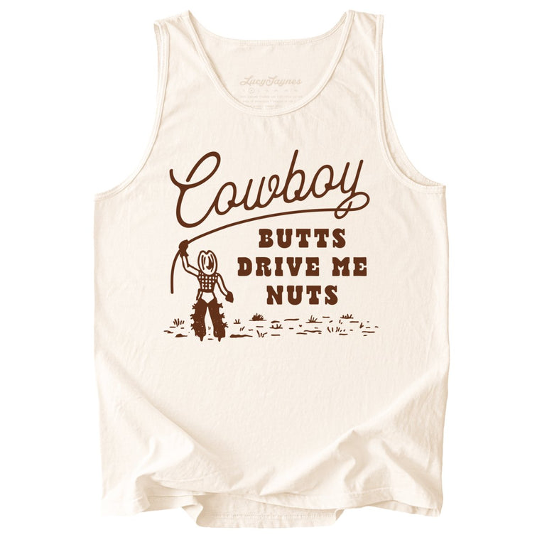 Cowboy Butts Drive Me Nuts Comfort Colors Graphic Tank Top - Ivory