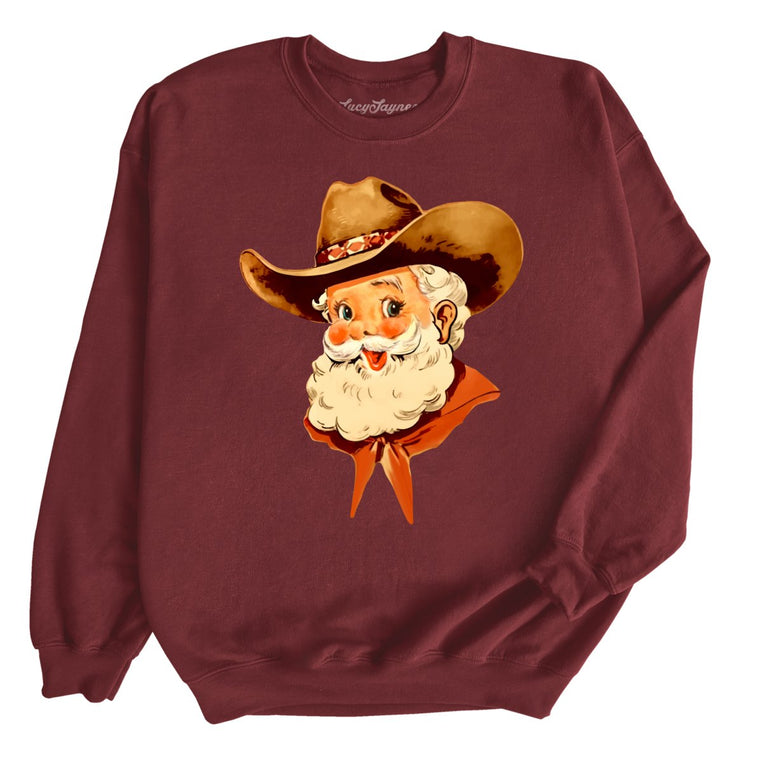 Cowboy Santa - Maroon - Unisex Sweatshirt
