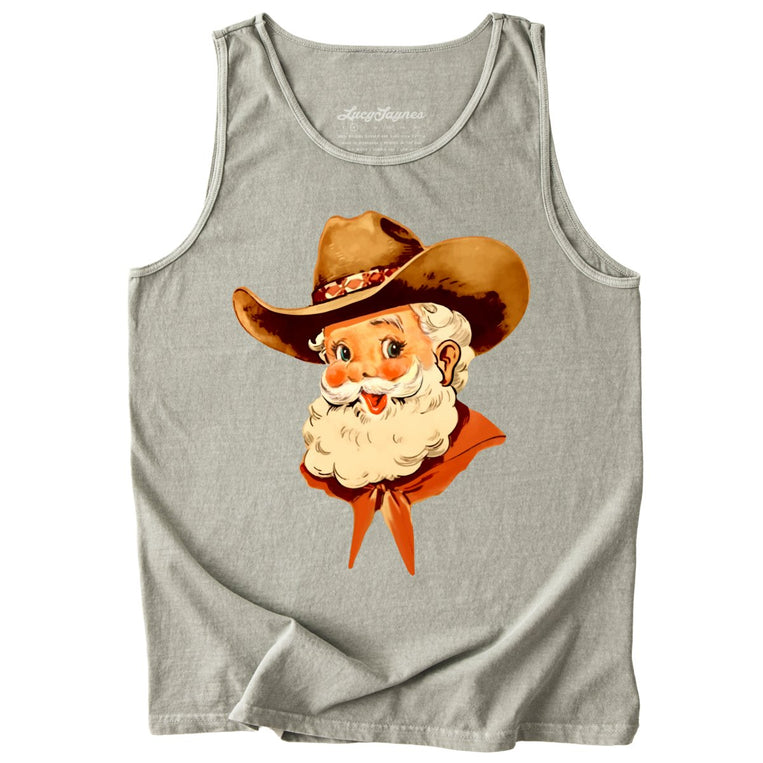 Cowboy Santa Comfort Colors Graphic Tank Top - Sandstone