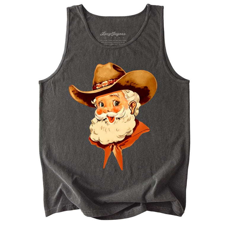 Cowboy Santa Comfort Colors Graphic Tank Top - Pepper