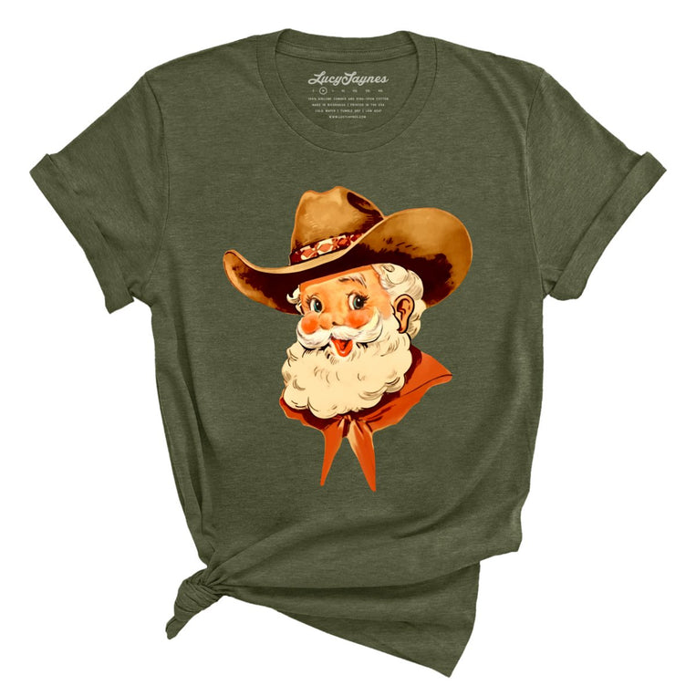 Cowboy Santa - Heather Military Green - Full Front
