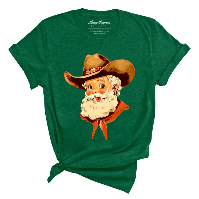 Cowboy Santa - Heather Grass Green - Full Front