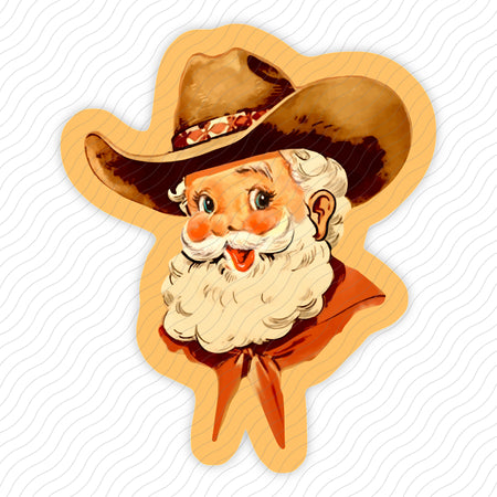 Cowboy Santa Sticker