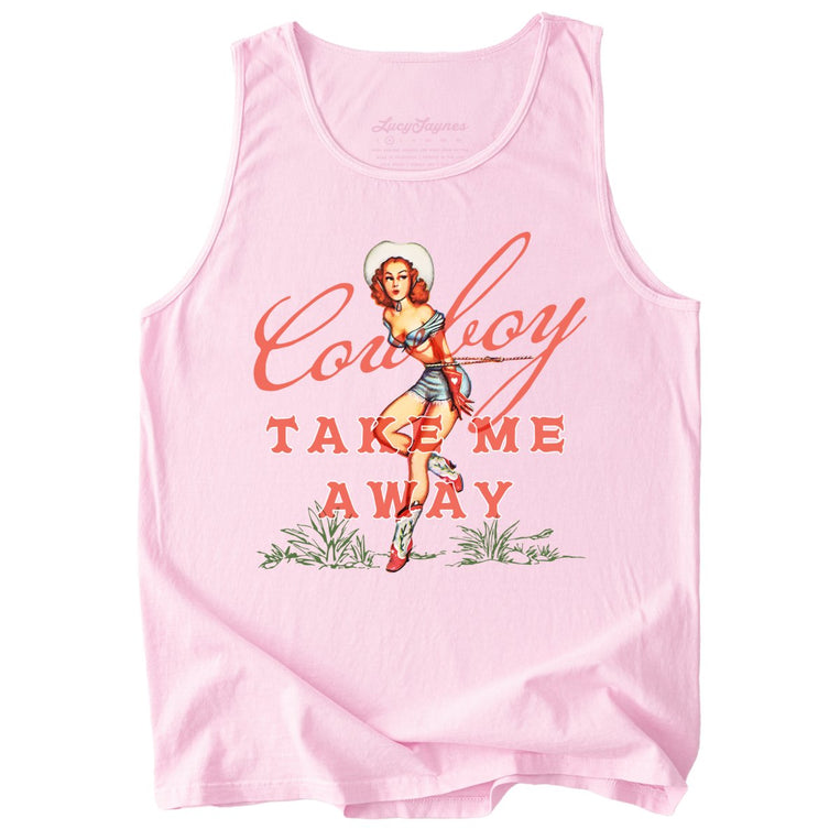 Cowboy Take Me Away Comfort Colors Graphic Tank Top - Blossom