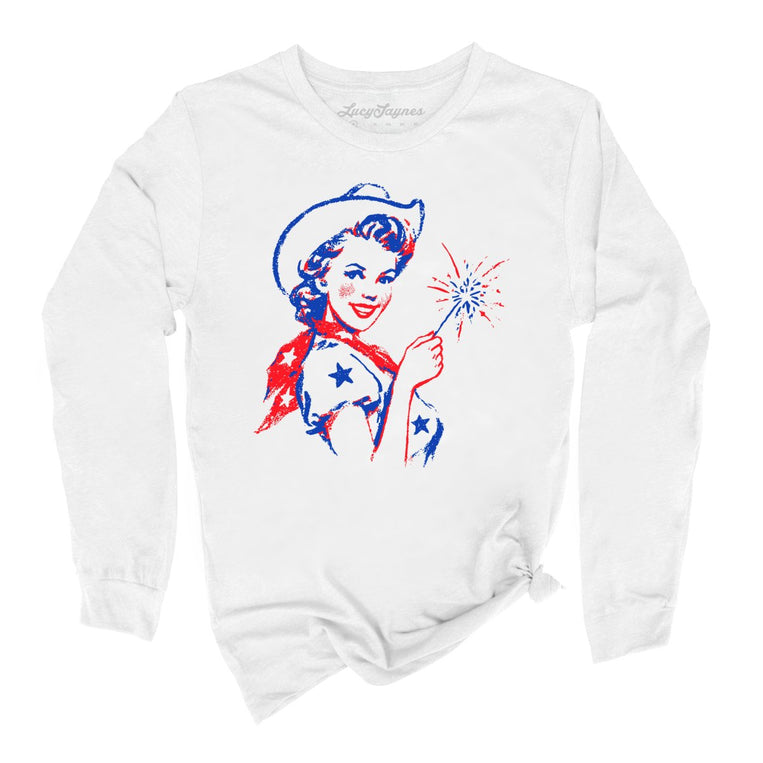 Cowgirl Sparkler - White - Unisex Long Sleeve T-Shirt