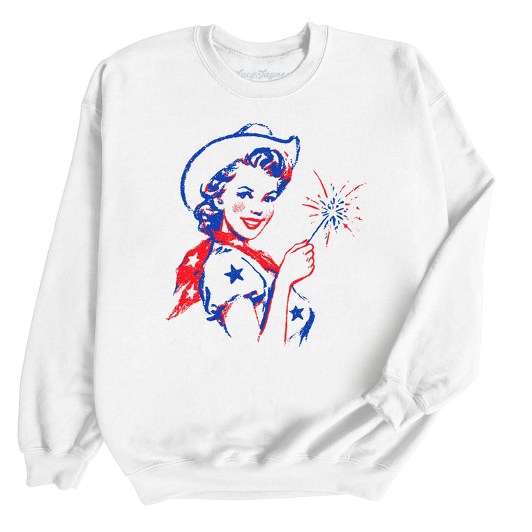 Cowgirl Sparkler - White - Unisex Sweatshirt