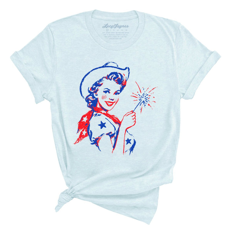 Cowgirl Sparkler - Heather Ice Blue - Unisex T-Shirt