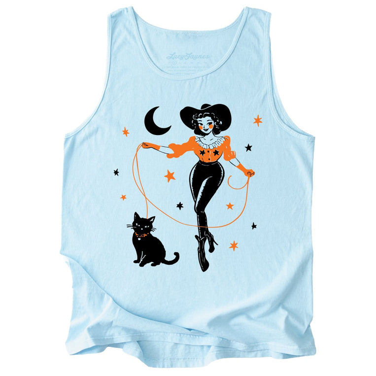 Cowgirl Witch Comfort Colors Graphic Tank Top - Chambray