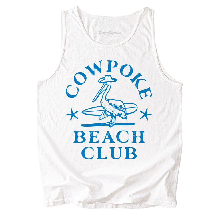 Cowpoke Beach Club Comfort Colors Graphic Tank Top - White