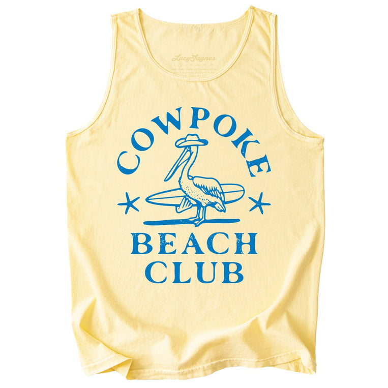 Cowpoke Beach Club Comfort Colors Graphic Tank Top - Butter