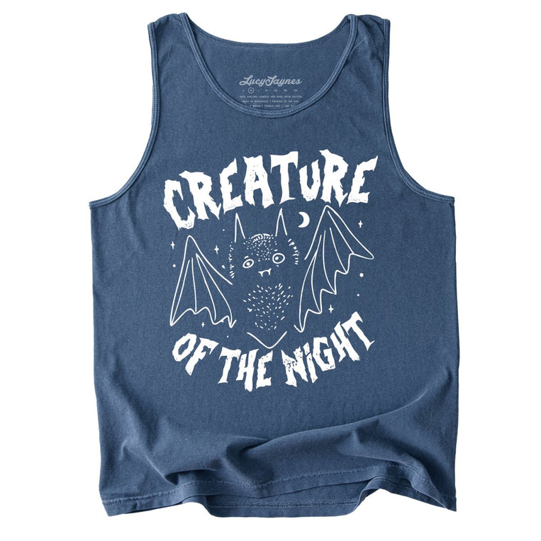 Creature of The Night Comfort Colors Graphic Tank Top - Denim