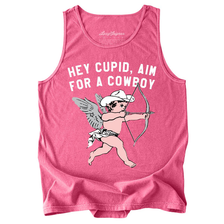 Cupid Aim For A Cowboy Comfort Colors Graphic Tank Top - Crunchberry
