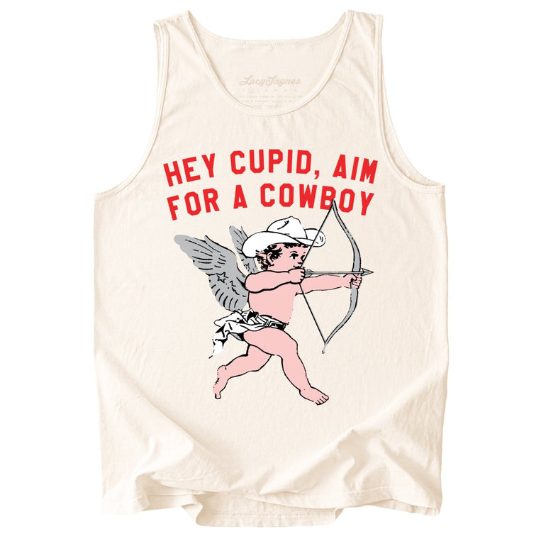 Cupid Aim For A Cowboy Comfort Colors Graphic Tank Top - Ivory